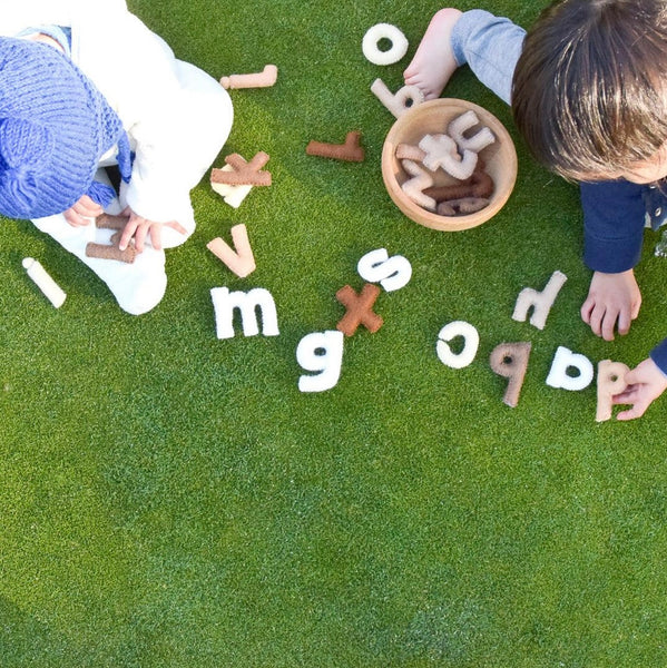 FELT ALPHABET SMALL LETTERS - EARTHY COLOURS