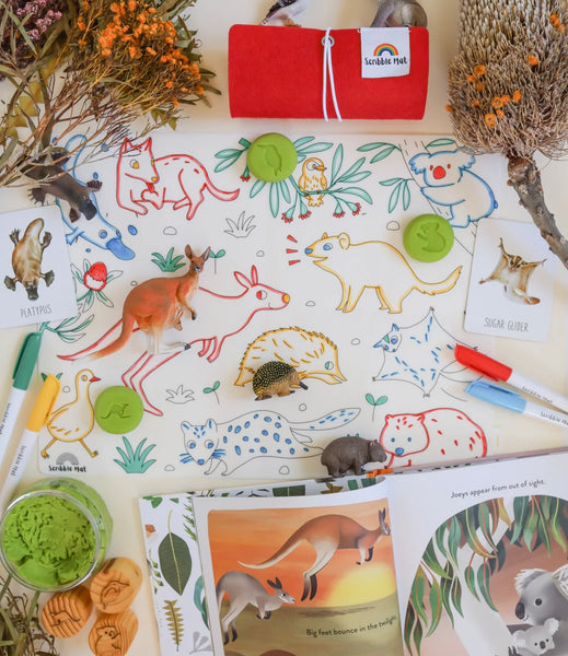 Baby Australian animals colouring mat