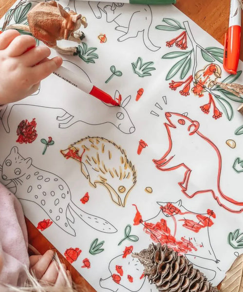 Baby Australian animals colouring mat