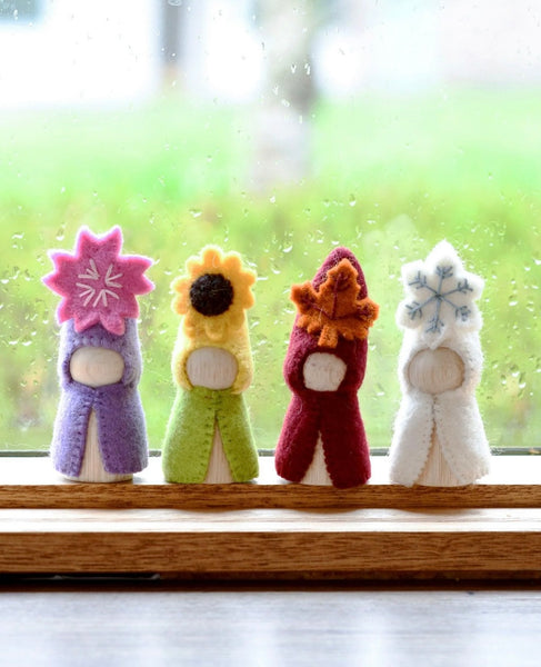 FOUR SEASONS PEG DOLLS SET - SPRING, SUMMER, AUTUMN AND WINTER