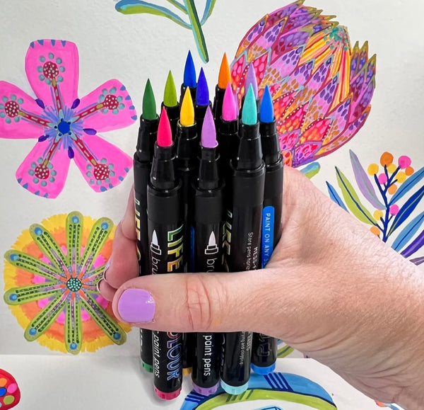 Wildflowers Brush Tip Acrylic Paint Pens - Set of 12
