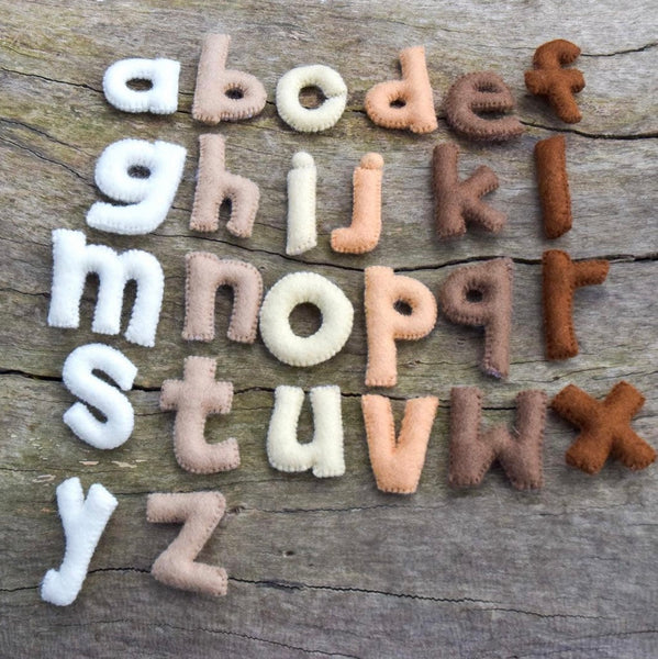 FELT ALPHABET SMALL LETTERS - EARTHY COLOURS