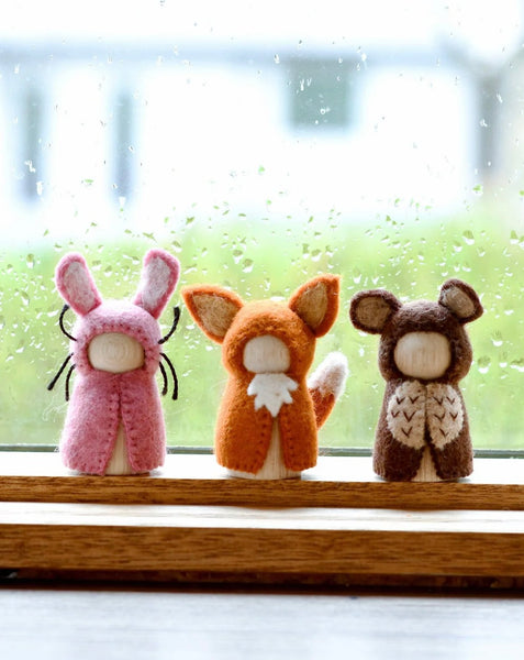 WOODLANDS PEG DOLLS SET - BEAR, RABBIT AND FOX