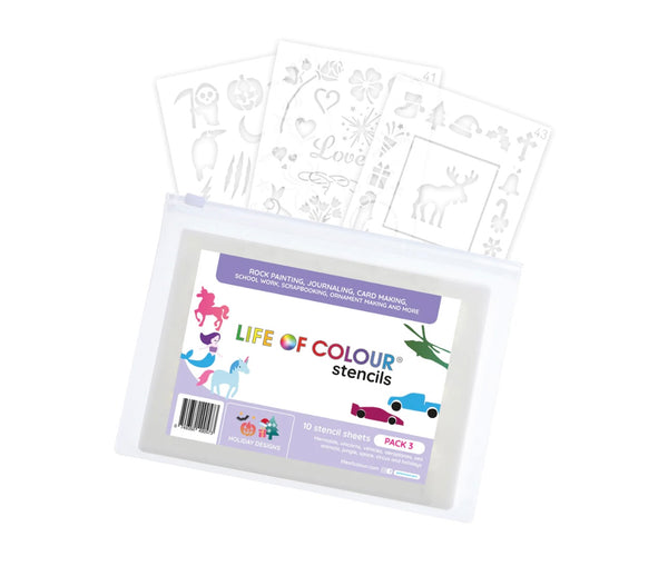 Animals, Vehicles, Circus, Unicorns & More Stencil Pack - 10 Sheets