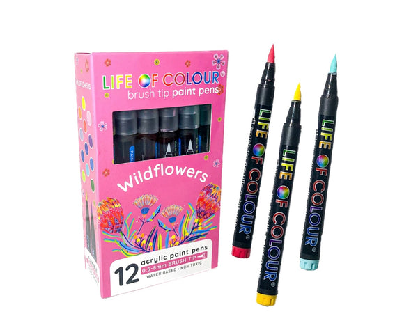 Wildflowers Brush Tip Acrylic Paint Pens - Set of 12