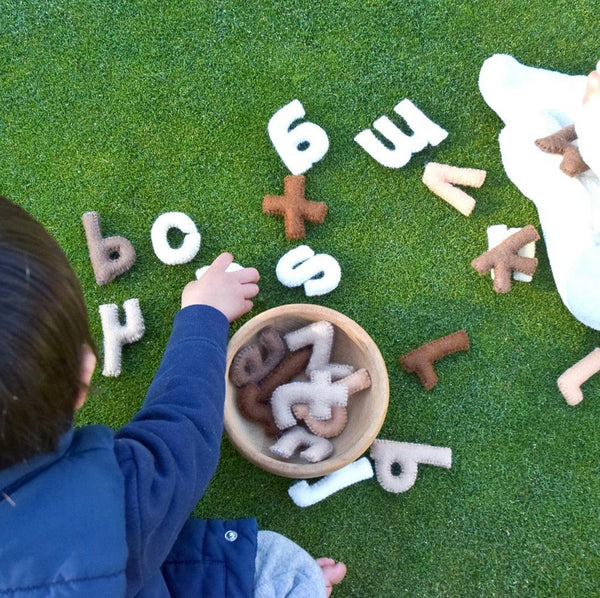 FELT ALPHABET SMALL LETTERS - EARTHY COLOURS