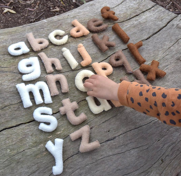 FELT ALPHABET SMALL LETTERS - EARTHY COLOURS