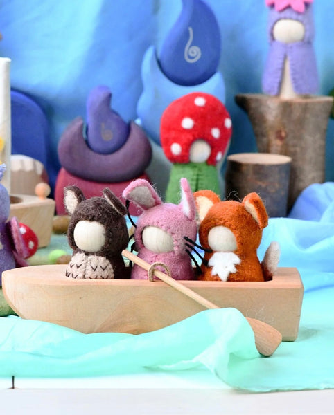 WOODLANDS PEG DOLLS SET - BEAR, RABBIT AND FOX