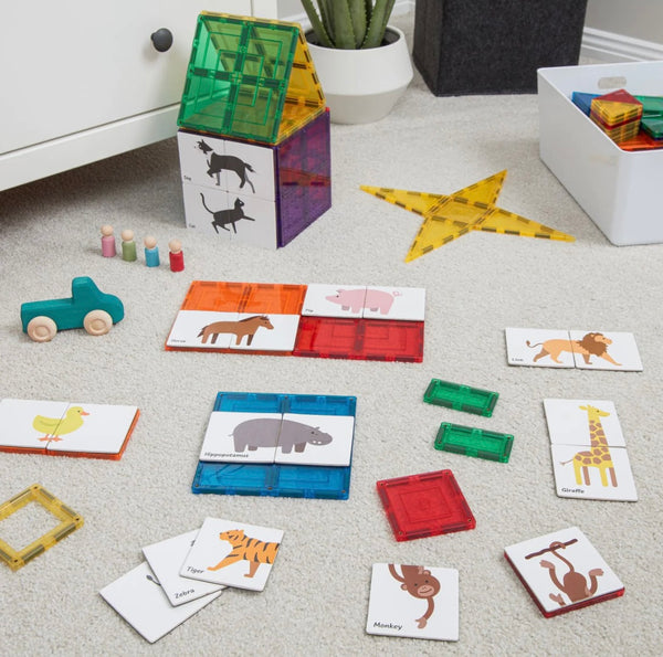 Magnetic Tile Topper - Duo Animal Puzzle Pack (40 Piece)