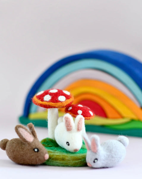 FELT RED MUSHROOMS TOADSTOOLS