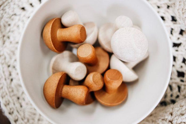 Natural Wooden Mushrooms 10 Pieces
