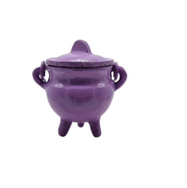 Small plain lavender cauldron with lid
