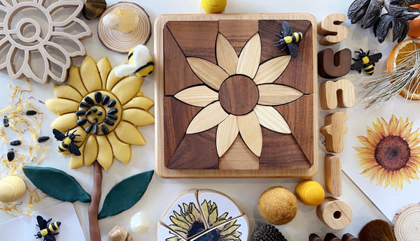 Two toned wooden sunflower Puzzle