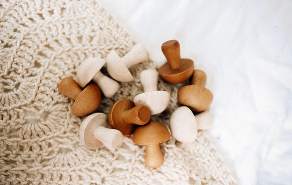 Natural Wooden Mushrooms 10 Pieces