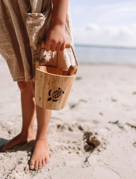 Wooden Bucket & Scoop set (Turtle Burn Stamp Edition)