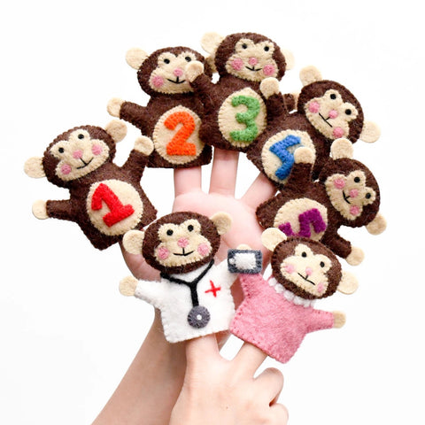 Five little monkeys- finger puppet set