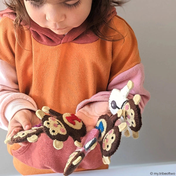 Five little monkeys- finger puppet set