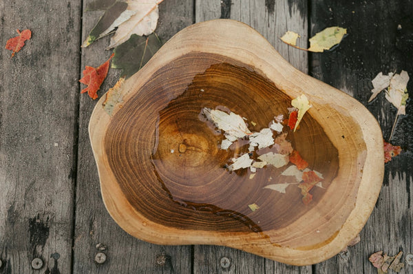 Single natural Shaped teak plate