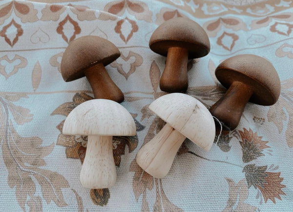 Natural Wooden Mushrooms 10 Pieces