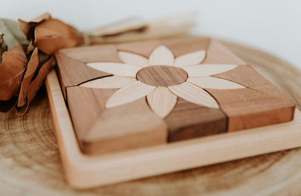 Two toned wooden sunflower Puzzle
