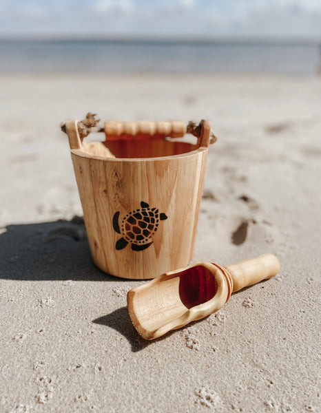 Wooden Bucket & Scoop set (Turtle Burn Stamp Edition)