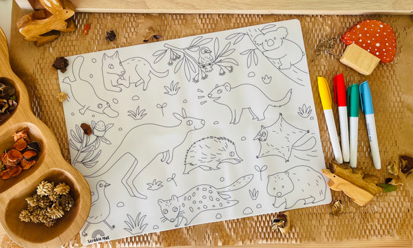 Baby Australian animals colouring mat