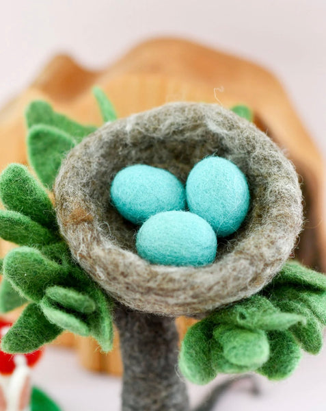 FELT NEST WITH 3 BLUE ROBIN EGGS