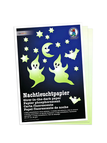 URSUS Glow in the Dark Paper for Sticker Making - Self-Adhesive, 2 Sheets