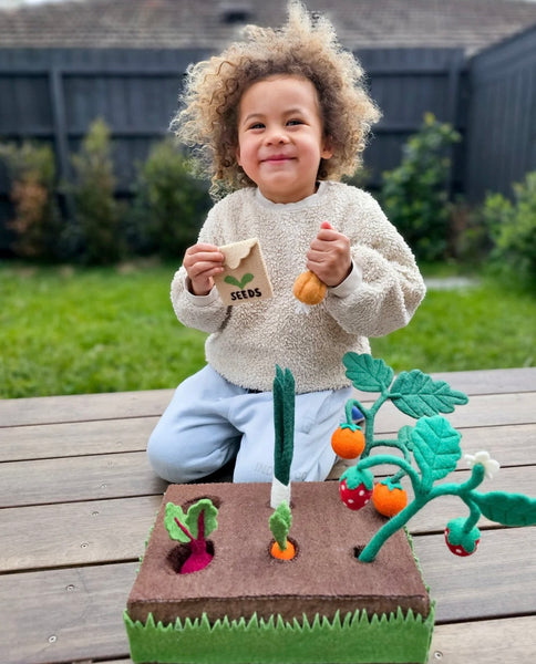 GROW YOUR OWN GARDEN - FELT PLANTER BOX WITH SPROUTS AND VEGETABLES
