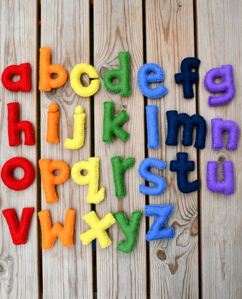 FELT ALPHABET LOWERCASE SMALL LETTERS - RAINBOW COLOURFUL