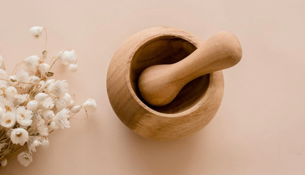 Bulb Wooden Mortar & Pestle