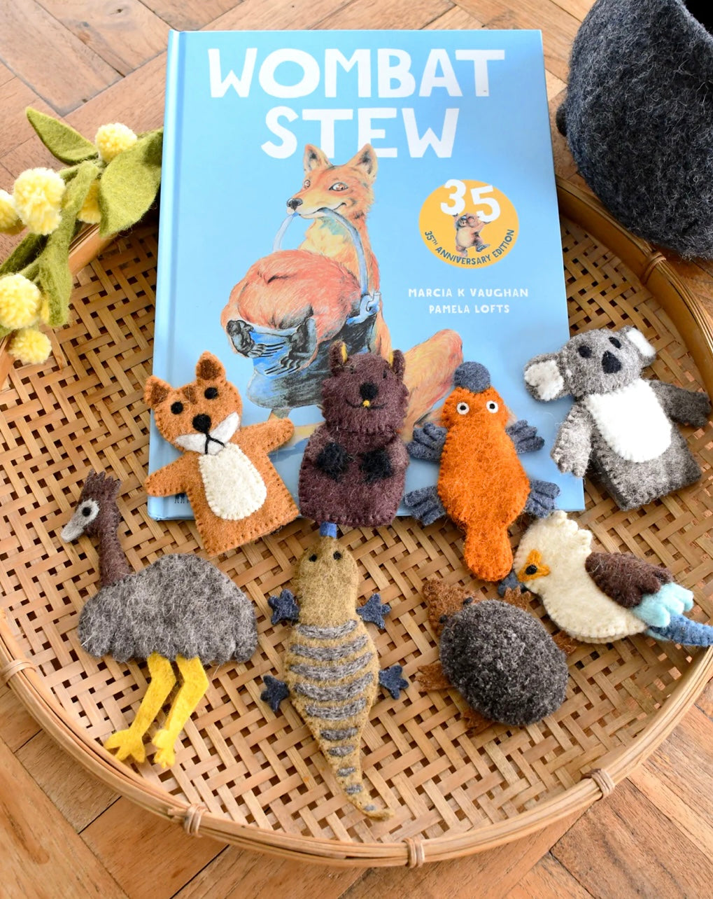 FINGER PUPPETS SET FOR WOMBAT STEW BOOK – Three Wild Sprouts