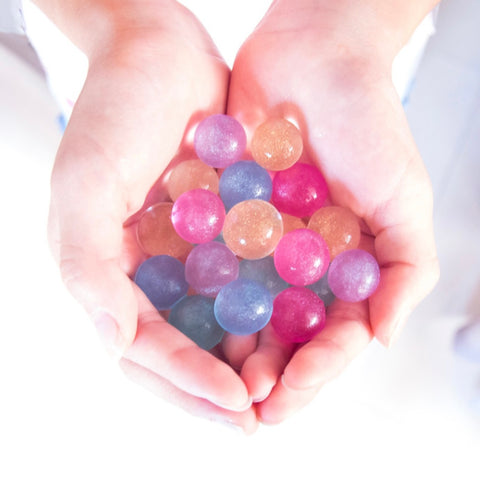 Glitter water marbles