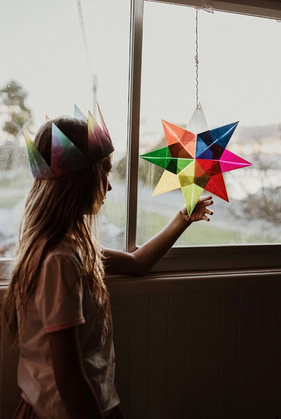 Window Star Folding Paper - Wax-like Kite Paper - 40gsm Assorted Rainbow Colours
