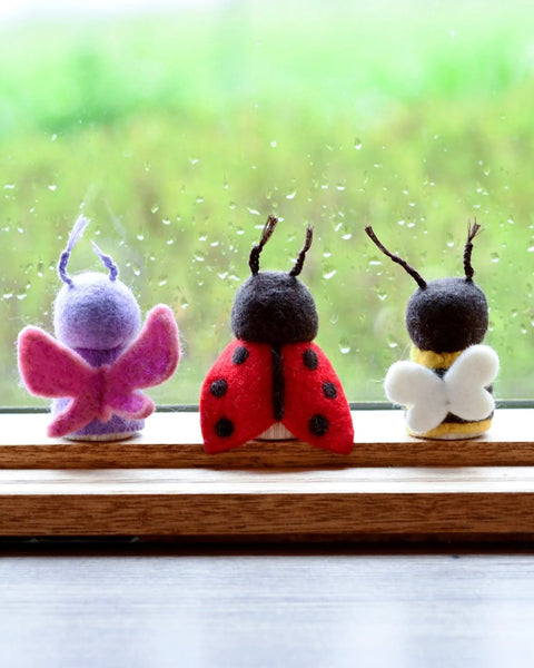 BUGS PEG DOLLS SET - BEE, LADYBUG AND BUTTERFLY