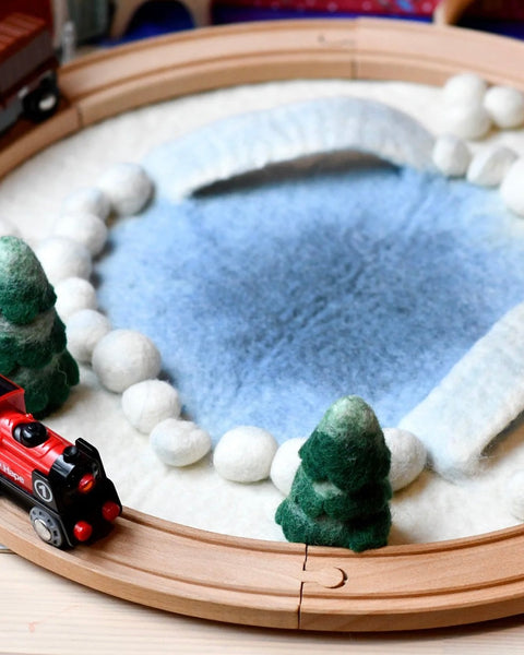 FELT ROUND SNOW ICE RINK PLAY MAT PLAYSCAPE