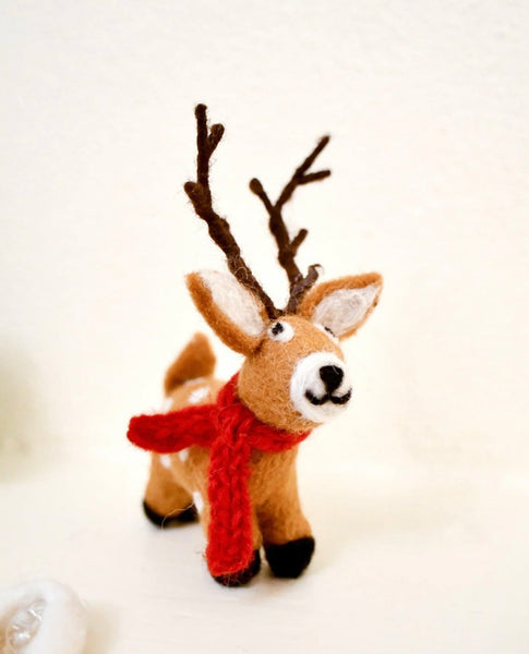 FELT REINDEER WITH RED SCARF TOY