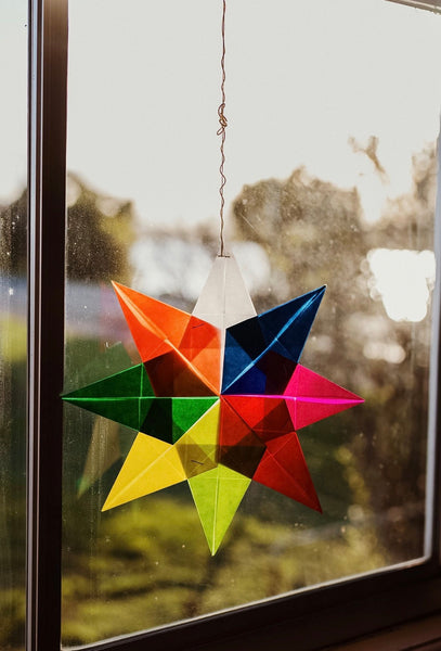 Window Star Folding Paper - Wax-like Kite Paper - 40gsm Assorted Rainbow Colours