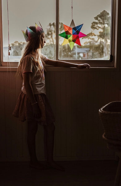 Window Star Folding Paper - Wax-like Kite Paper - 40gsm Assorted Rainbow Colours