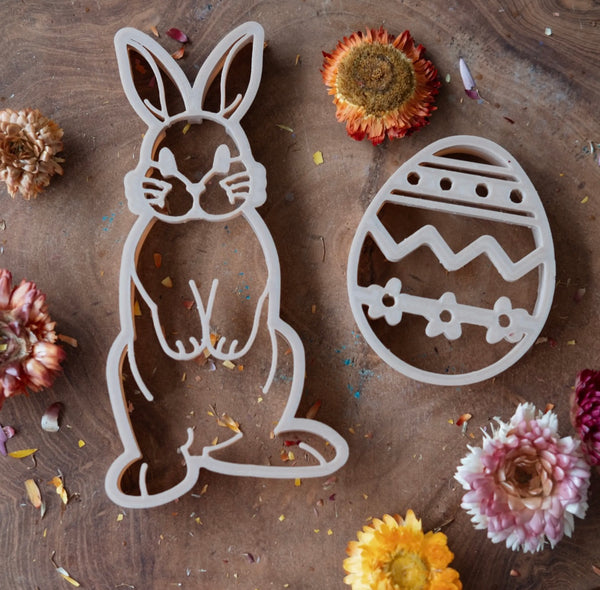 Bunny & Egg Cutter Set - Eco Easter Playdough Tool