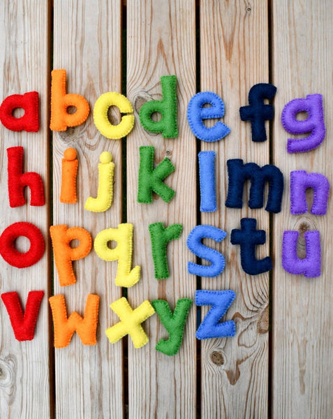 FELT ALPHABET LOWERCASE SMALL LETTERS - RAINBOW COLOURFUL