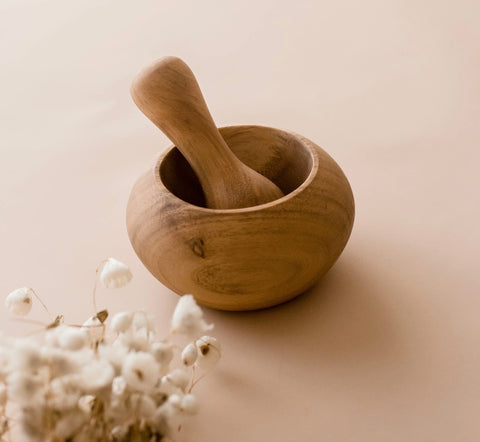 Bulb Wooden Mortar & Pestle