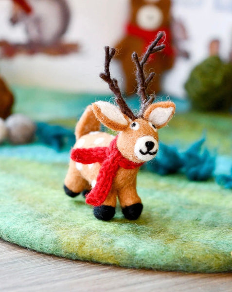 FELT REINDEER WITH RED SCARF TOY