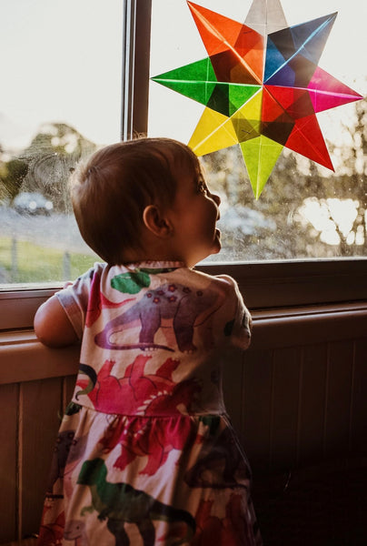 Window Star Folding Paper - Wax-like Kite Paper - 40gsm Assorted Rainbow Colours