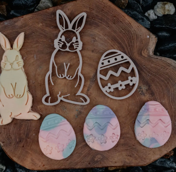 Bunny & Egg Cutter Set - Eco Easter Playdough Tool