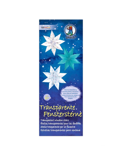 URSUS Window Star Folding Paper with Instructions - 80 Sheets 6x16cm, 5 Designs - Snowflake