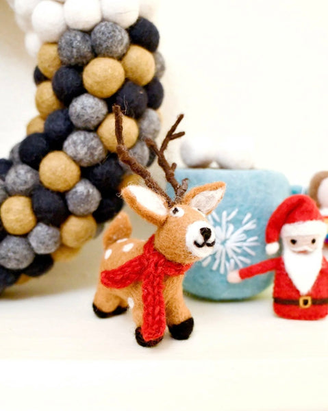 FELT REINDEER WITH RED SCARF TOY