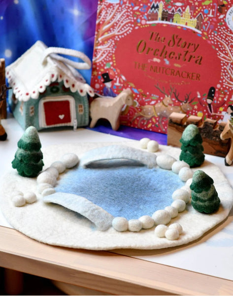 FELT ROUND SNOW ICE RINK PLAY MAT PLAYSCAPE