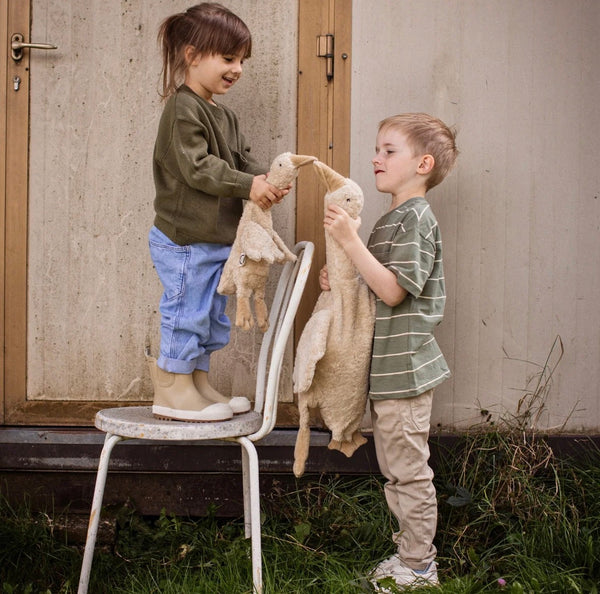 SENGER Cuddly Animal - Small Goose - Linen - Removable Heat/Cool Pack