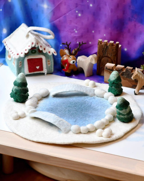 FELT ROUND SNOW ICE RINK PLAY MAT PLAYSCAPE